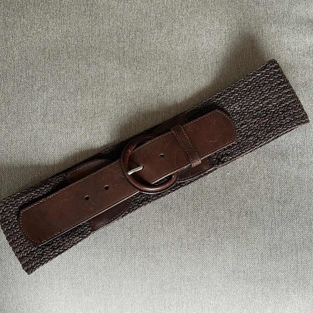 Vintage Banana Republic leather and woven fabric belt size M